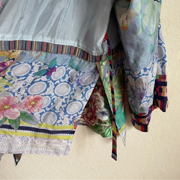 Johnny Was Tied Front Floral Teagan Reversible Silk Kimono - Picture 4 of 9